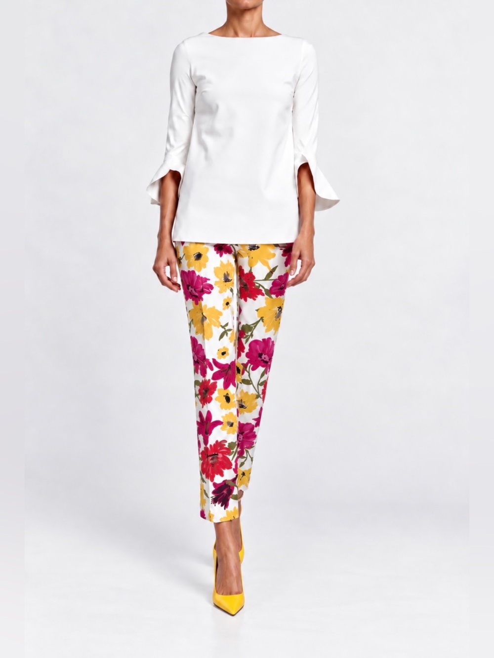 New🌺$395 Chiara Boni Italy La Petite Robe Nuccia Crop Floral Pants Size 40 US 4 - Picture 3 of 10